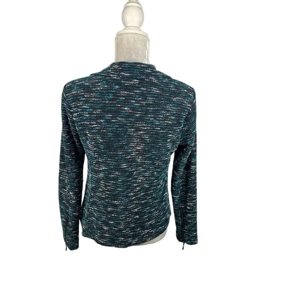 Christopher & Banks Marled Woven Motorcycle Jacket Textured Zip Front‎ Rocker S